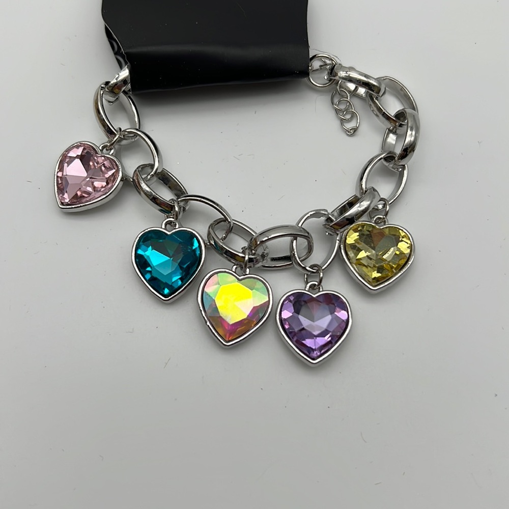 Candy Heart Charmer -Multi Color Hearts Charm Bracelet / Anklet - Picture 1 of 5